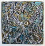 Squid in Blue Filtered Kelp Print