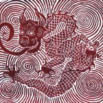 Spiral Lion Dragon Print