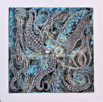 Squid in Blue Sea Print