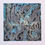 Squid in Blue Sea Print
